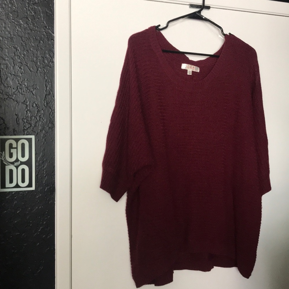 Burgundy Sweater with Buttons on Back